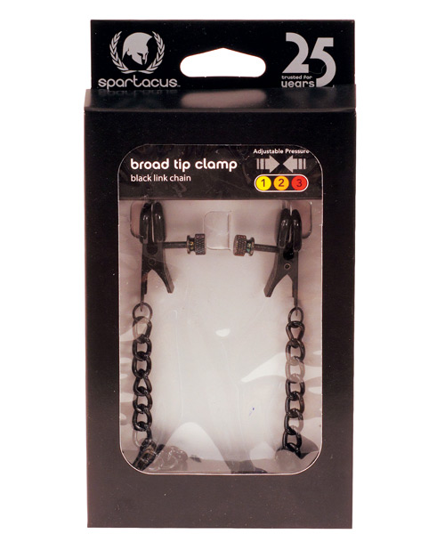 Spartacus Blackline Broad Tip Adjustable Nipple Clamps with Chain