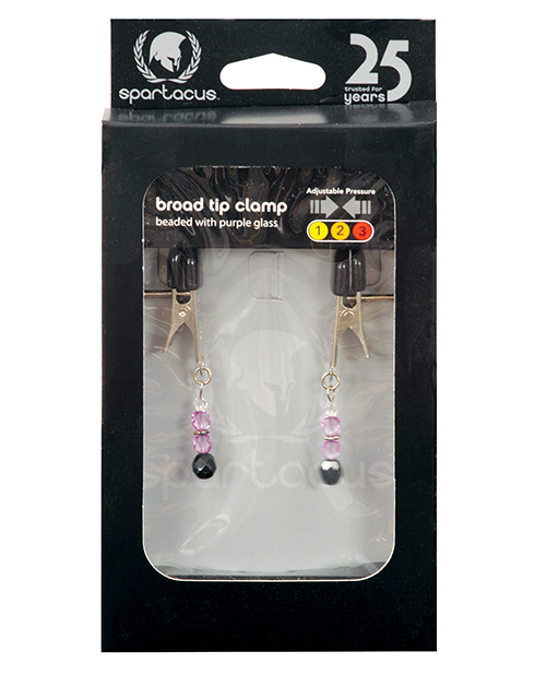 Spartacus Adjustable Broad Tip Nipple Clamps with Purple Beads