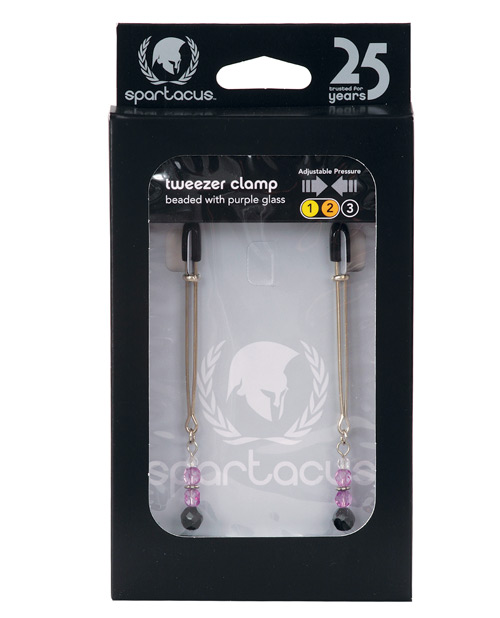 Spartacus Adjustable Tweezer Nipple Clamps with Purple Beads