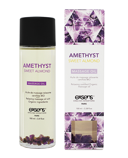 EXSENS of Paris Organic Massage Oil with Stones - Amethyst Sweet Almond