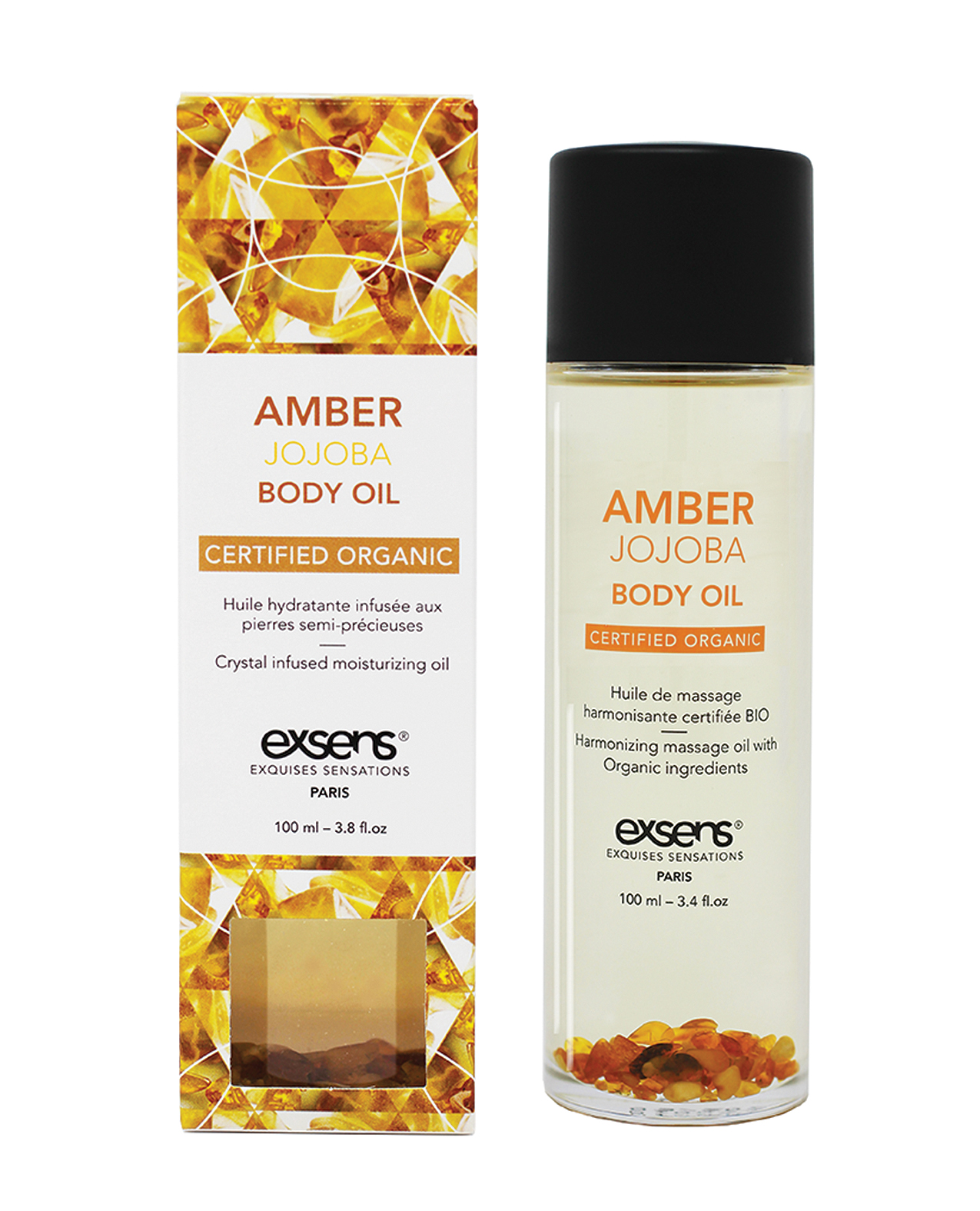 EXSENS of Paris Organic Body Oil with Stones - Amber Jojoba