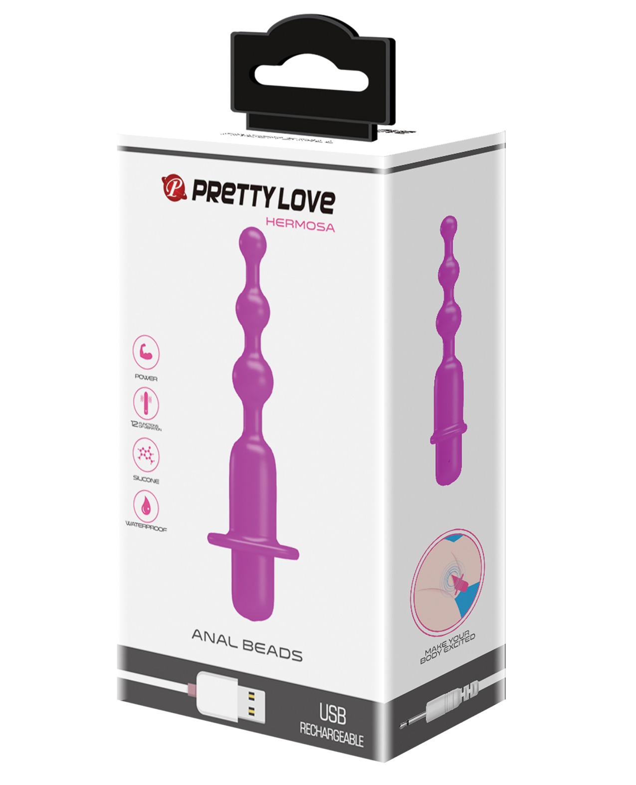 Pretty Love Hermosa Anal Beads Vibrator - 12 Functions