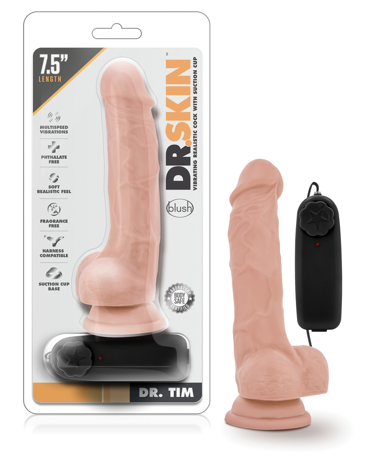 Blush Dr. Skin Dr. Tim 7.5" Cock with Suction Cup - Vanilla