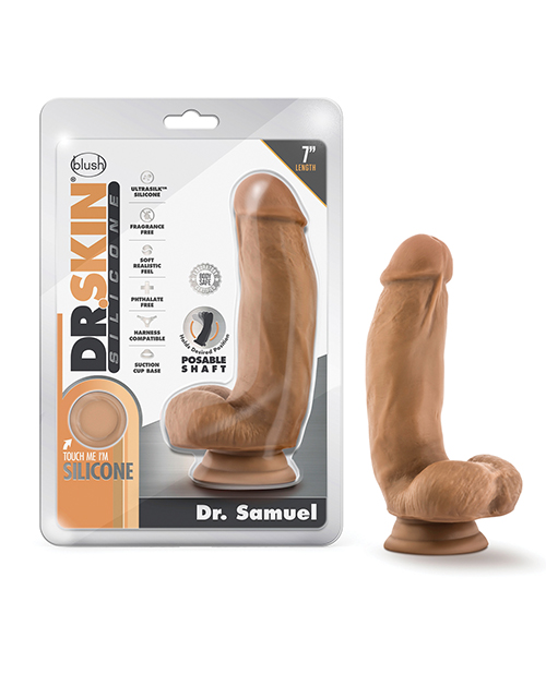 Blush Dr. Skin Silicone Dr. Samuel 7" Dildo with Balls