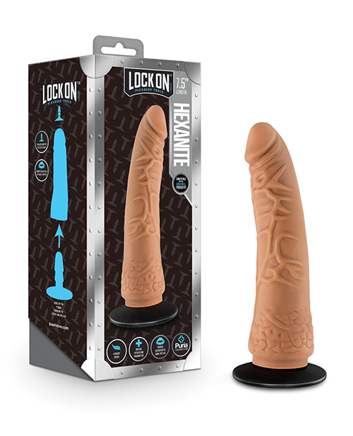 Blush Lock On 7.5" Hexanite Dildo with Suction Cup Adapter
