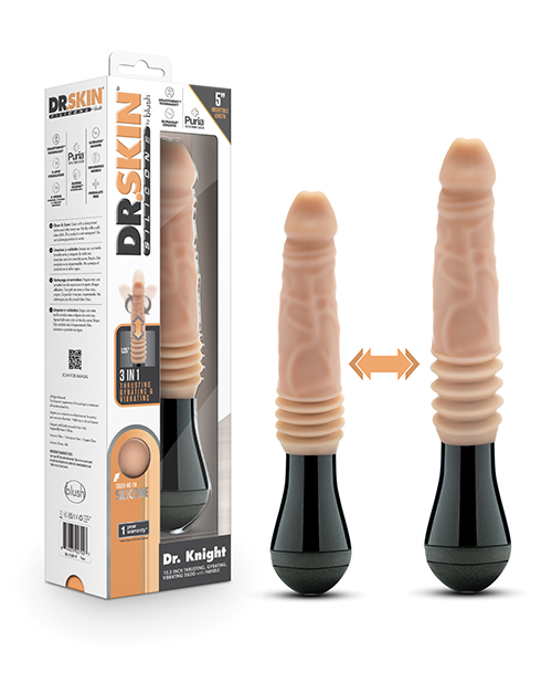 Blush Dr. Skin Silicone Dr. Knight Thrusting Gyrating Vibrating Dildo