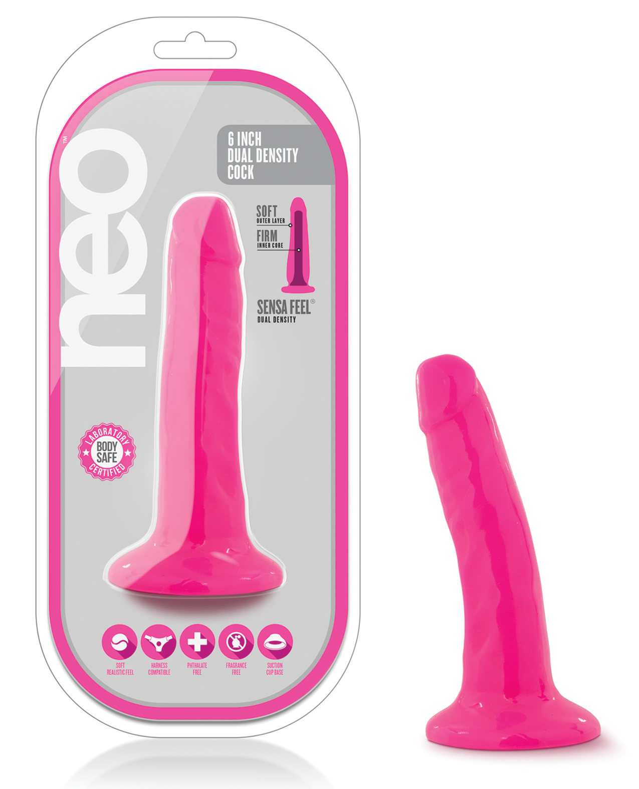 Blush Neo 5.5" Dual Density Cock - Neon