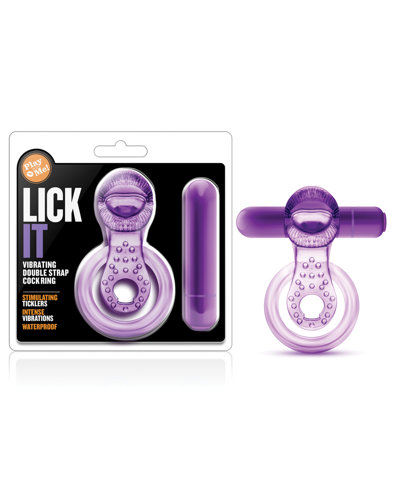 Blush Play With Me Lick it Vibrating Double Strap Cockring