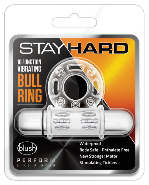 Blush Stay Hard 10 Function Vibrating Bull Ring Cock Ring