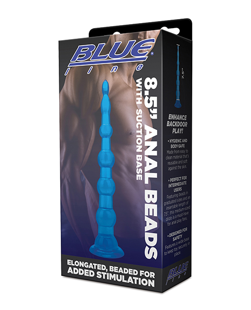 Blue Line C & B 8.5" Anal Beads with Suction Base - Jelly