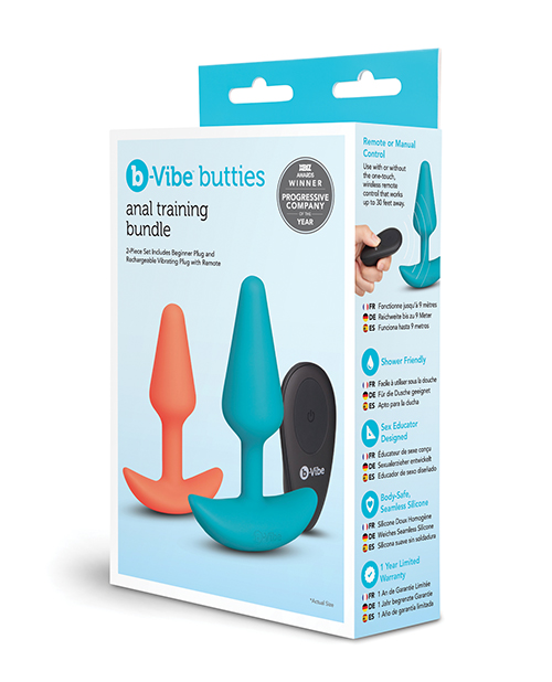 Anal Training Bundle 2-Piece Set Includes Beginner Plug & Rechargeable Vibrating Plug with Remote