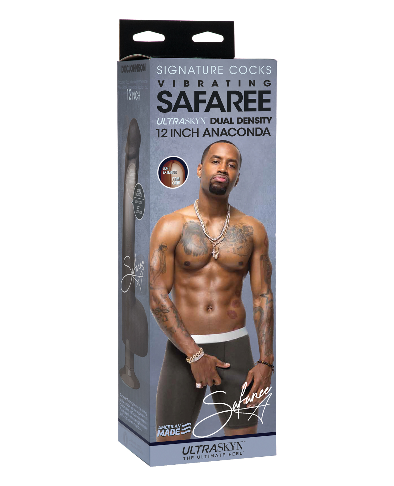 Signature Cocks ULTRASKYN 12" Cock Vibrating with Vac-U-Lock Suction Cup - Safaree Samuels Anaconda