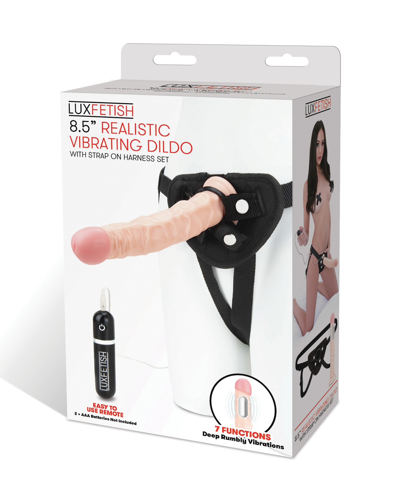 Lux Fetish 8.5" Realistic Vibrating Dildo with Strap On Harness Set