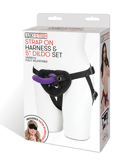 Lux Fetish 5" Dildo with Strap On Harness Set