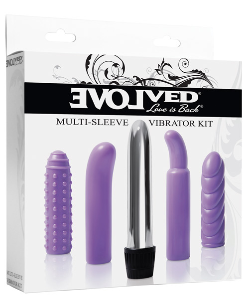 Evolved Multi Sleeve Vibrator Kit with 4 Textured Sleeves & Vibe