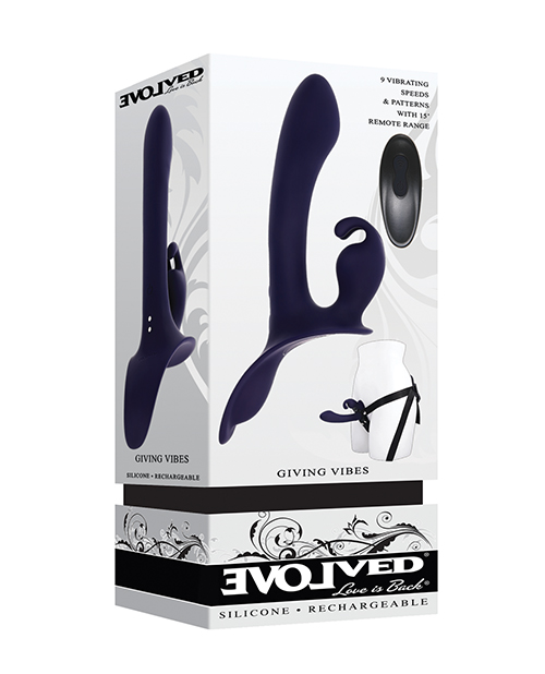 Evolved Giving Vibes Strap-On Bunny Eared Stimulator with Remote Control