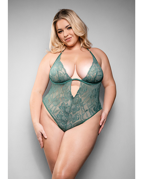 Temptress Aerin Lace Teddy with Removable Chain - Green 1X/2X