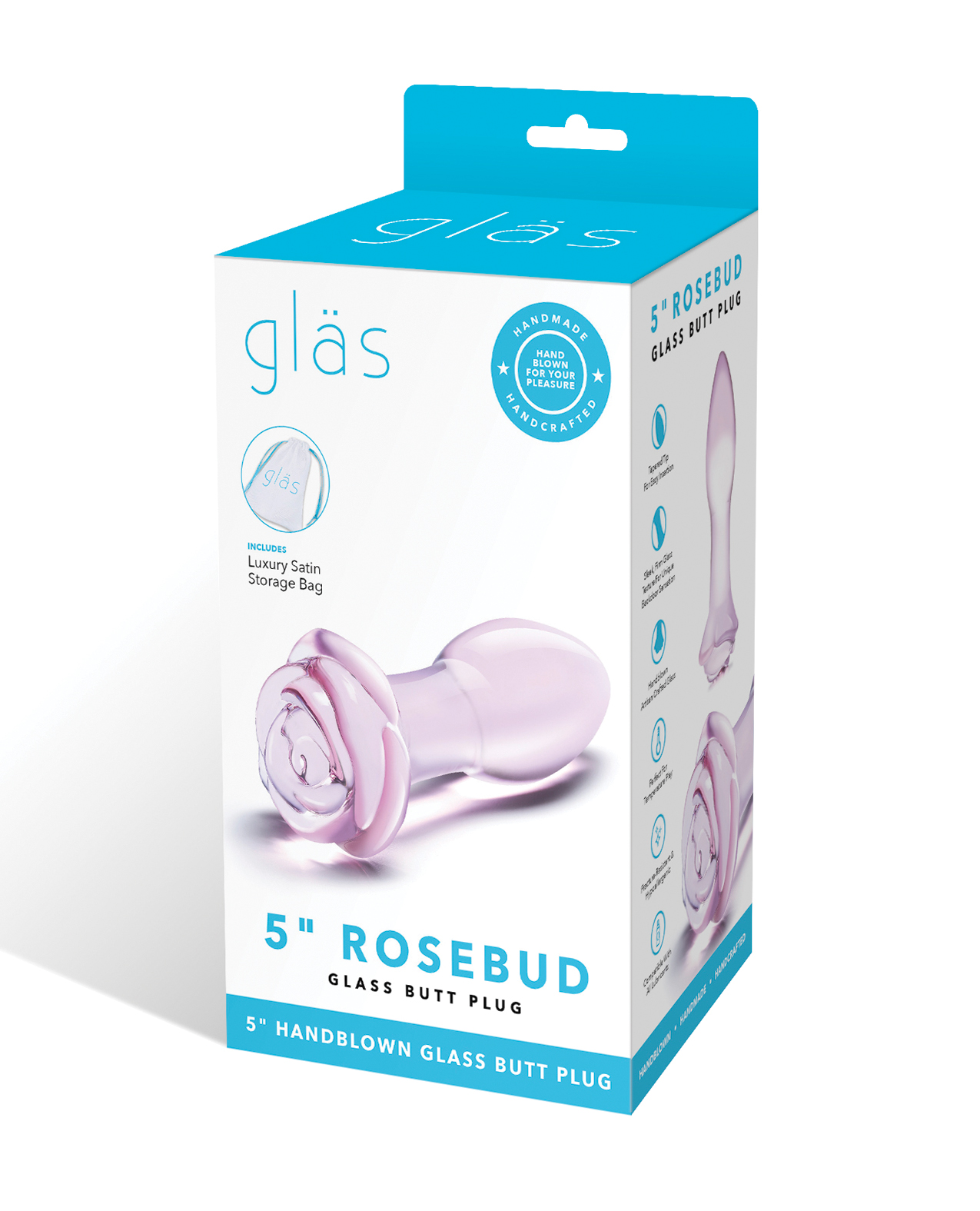 Glas 5" Rosebud Glass Butt Plug