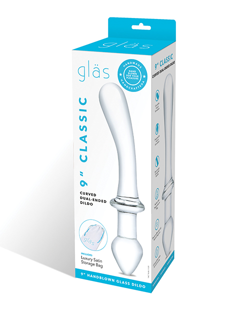 Glas 9" Classic Curved Dual Ended Dildo