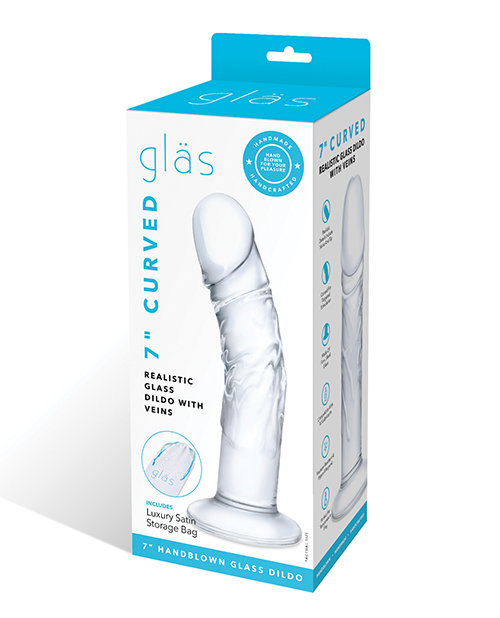 Glas 7" Realistic Curved Glass Dildo with Veins