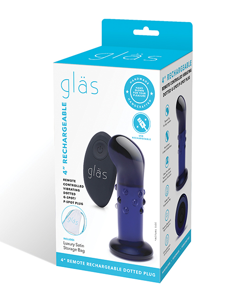 Glas 4" Rechargeable Vibrating Dotted G Spot/P Spot Plug
