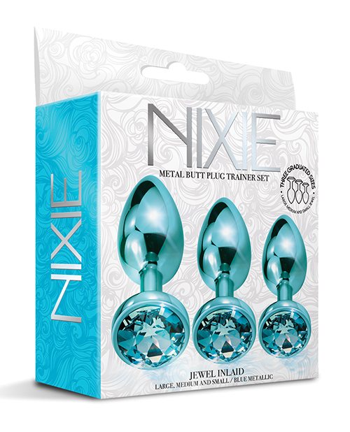 Nixie Metal Butt Plug Trainer Set with Inlaid Jewel