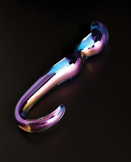 Cristal Blue Flame Curved Glass Dildo