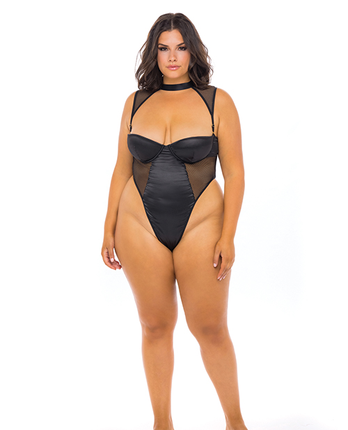 Josephine High Leg Teddy with Removable Fishnet Collared Harness
