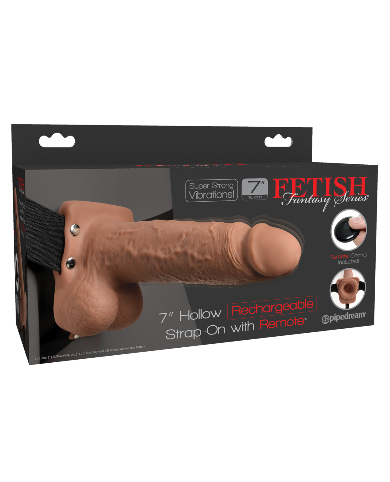 Fetish Fantasy Series 7" Hollow Rechargeable Strap On with Remote