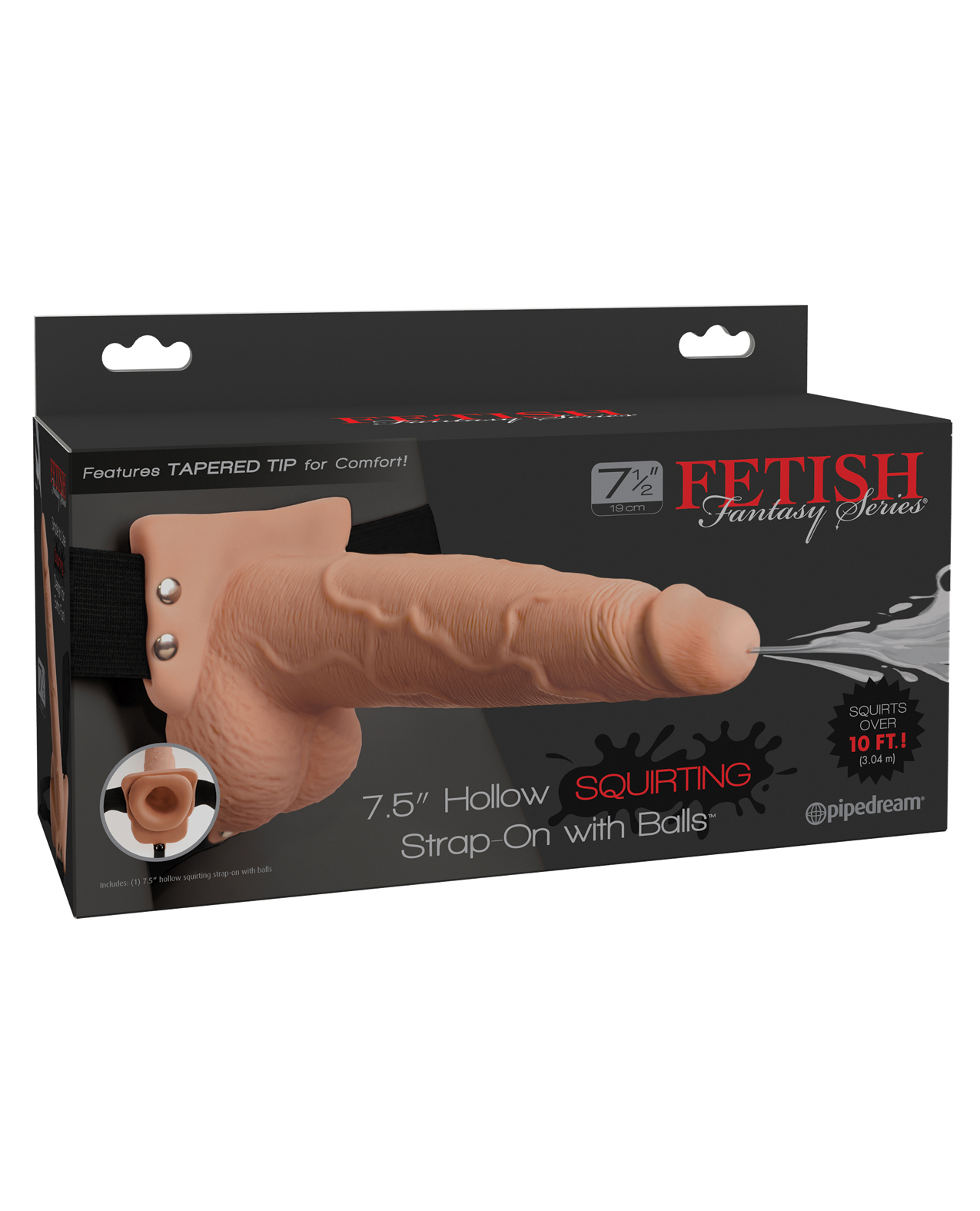 Fetish Fantasy Series 7.5" Hollow Squirting Strap On with Balls