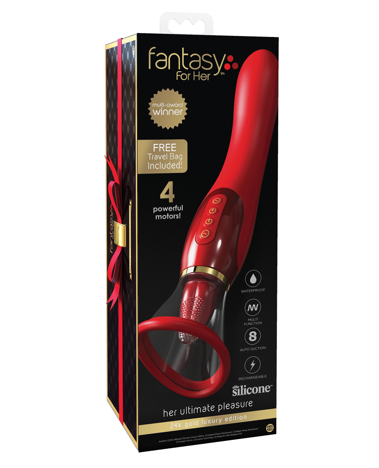 Fantasy For Her Ultimate Pleasure 24K Gold Seasonal Luxury Edition w/Travel Bag Luxury Box - Red