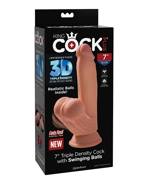 King Cock Plus 7" Triple Density Cock with Swinging Balls