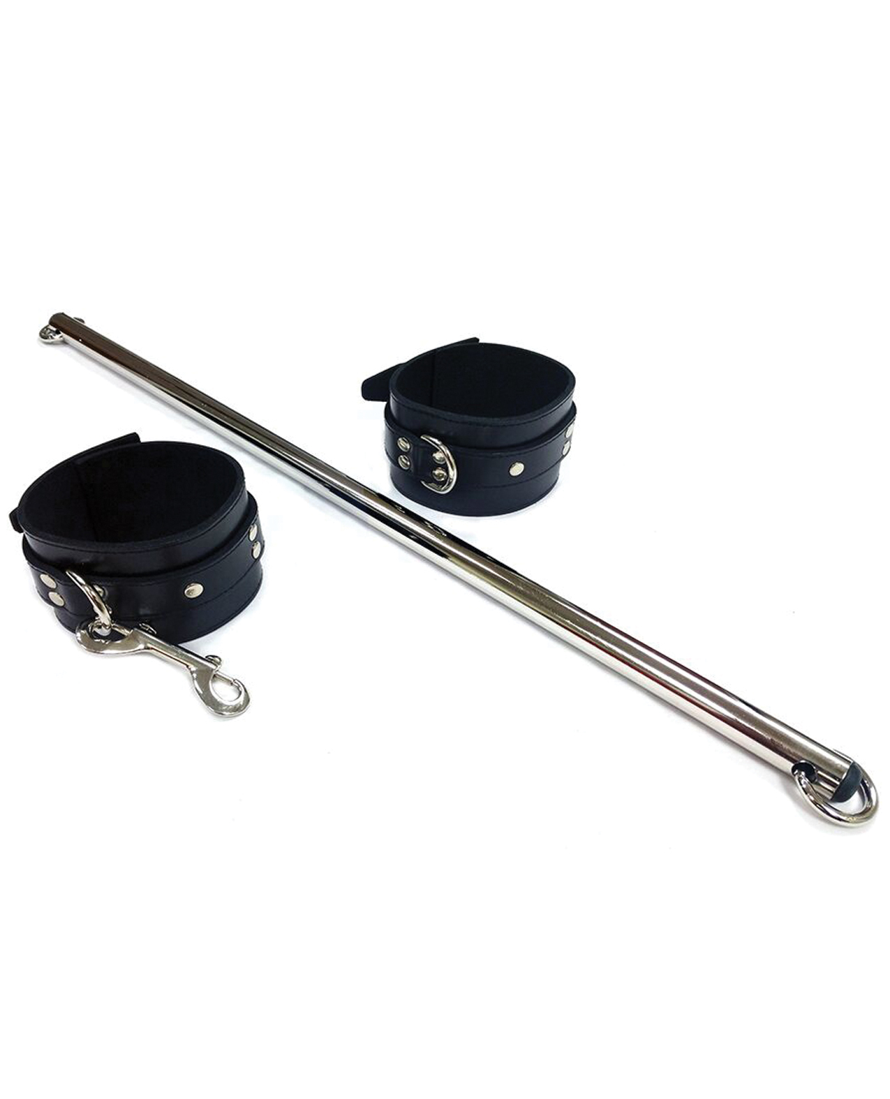 Rouge Leather Leg Spreader Bar with Black Cuffs