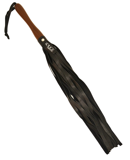 Rouge Leather Flogger with Wooden Handle
