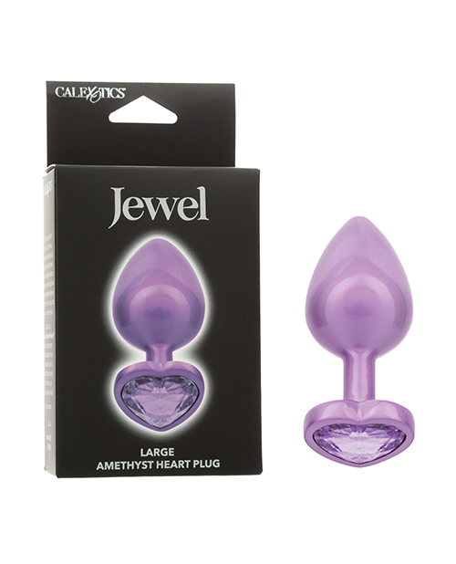 Jewel Amethyst Heart Butt Plug - Large,