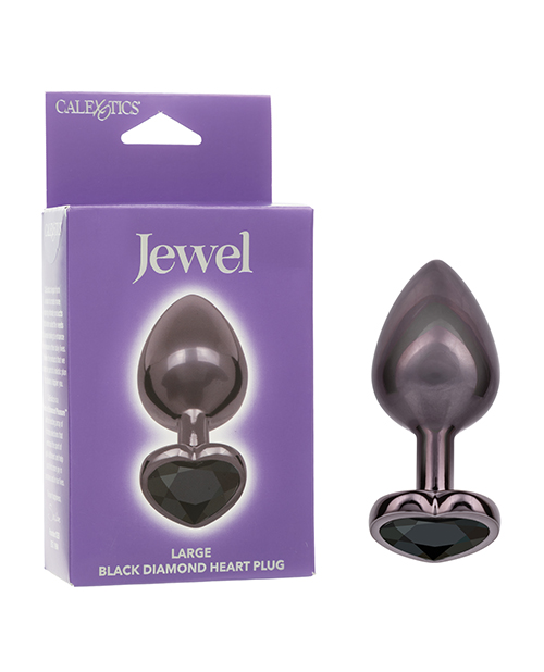 Jewel Black Diamond Heart Butt Plug - Large,