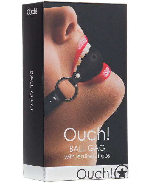 Shots Ouch Ball Gag with Leather Straps
