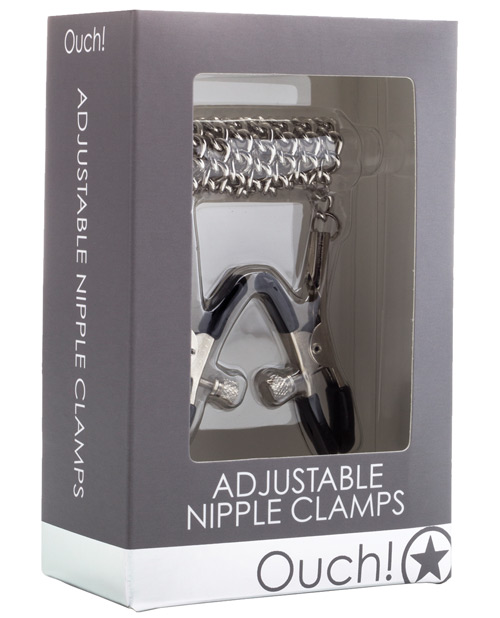 Shots Ouch Adjustable Nipple Clamps with Chain - Metal