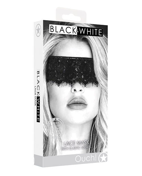 Shots Ouch Black & White Lace Mask with Elastic Straps