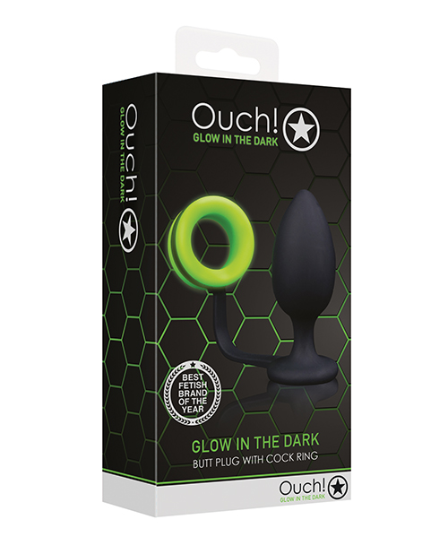 Shots Ouch Butt Plug with Cock Ring - Glow in the