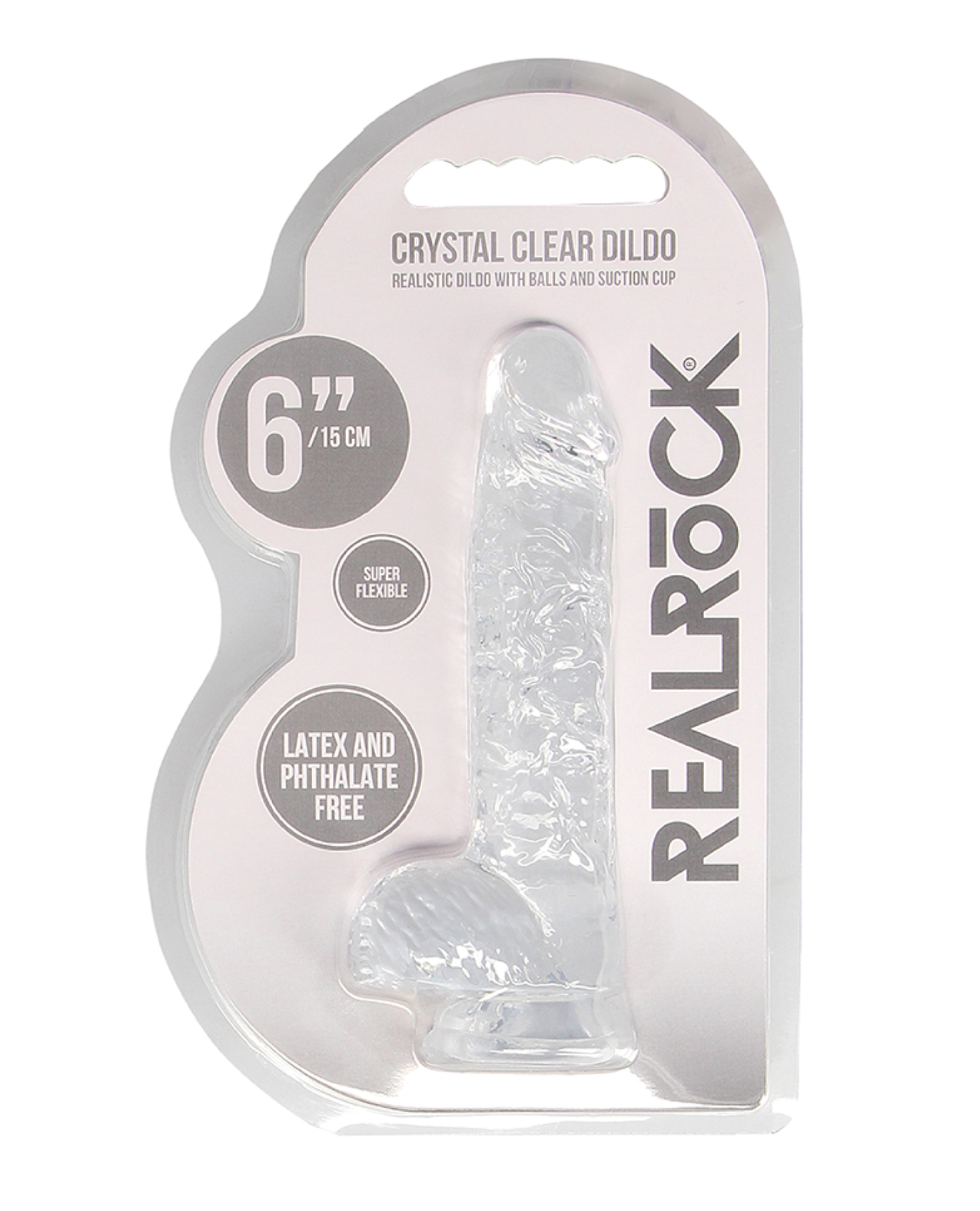 Shots RealRock Realistic Crystal Clear 6" Dildo with Balls - Transparent