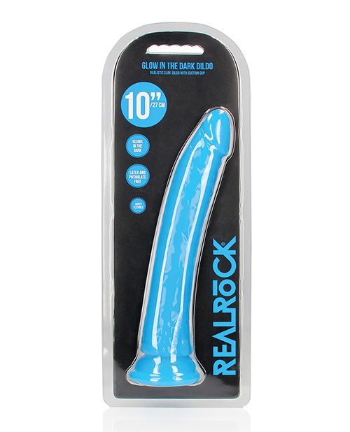 Shots RealRock 10" Slim Dildo Glow in the Dark - Neon