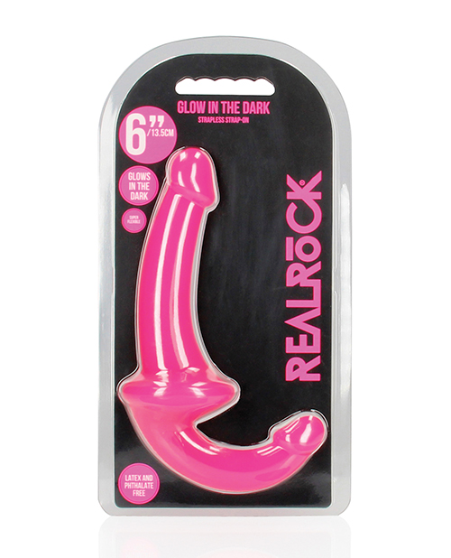 Shots RealRock 6" Strapless Strap On Glow in the Dark - Neon