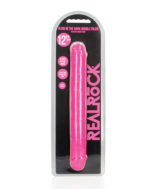 Shots RealRock 12" Double Dong Glow in the Dark - Neon