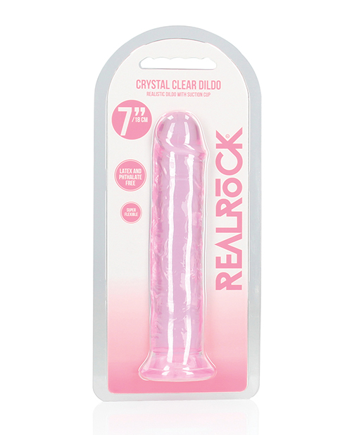 Shots RealRock Crystal Clear 7" Straight Dildo with Suction Cup