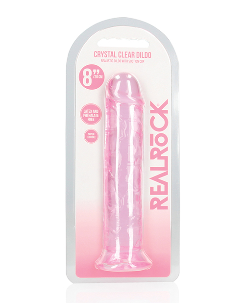 Shots RealRock Crystal Clear 8" Straight Dildo with Suction Cup