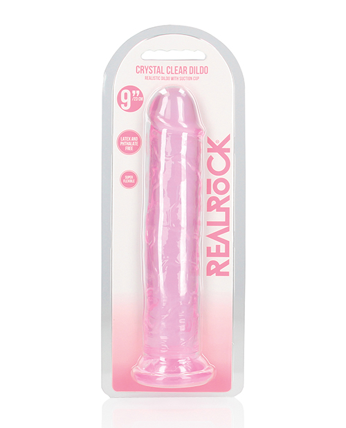Shots RealRock Crystal Clear 9" Straight Dildo with Suction Cup