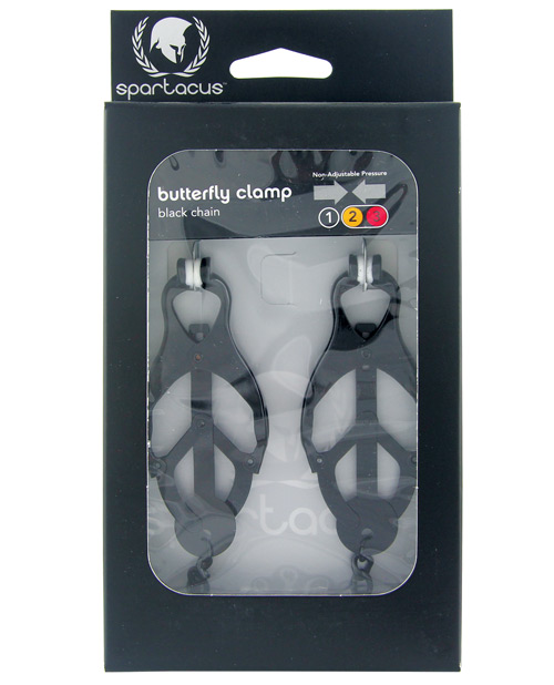 Spartacus Black Butterfly Style Nipple Clamps with Chain