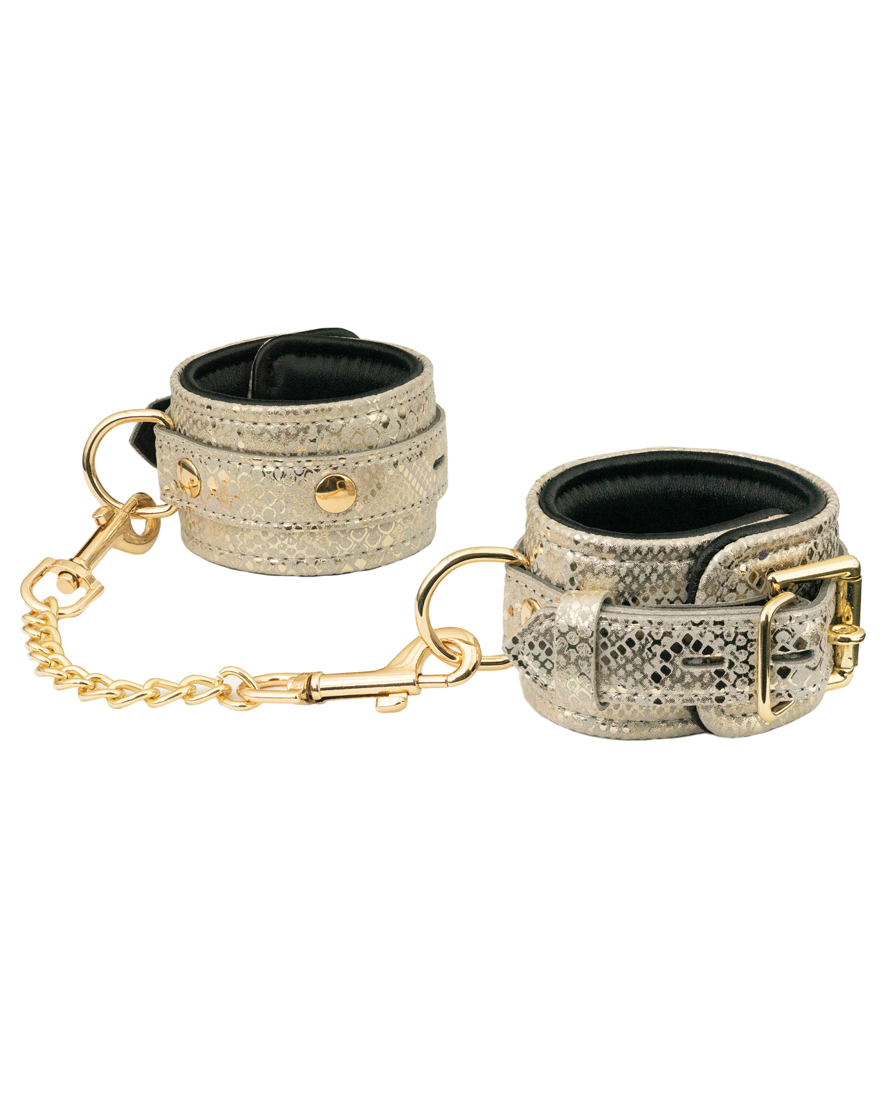 Spartacus Wrist Restraints with Leather Lining - White Snakeskin Micro Fiber