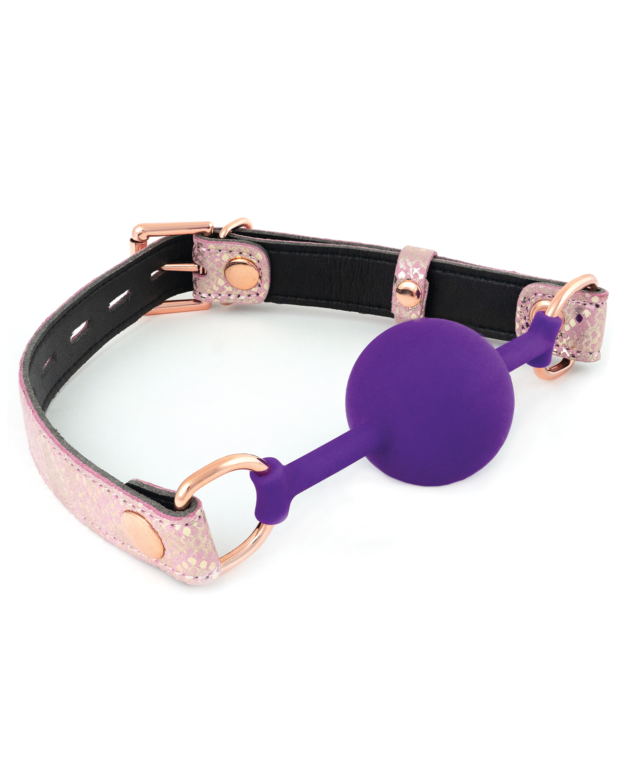 Spartacus Silicone Gag with Leather Lining - Pink Snakeskin Micro Fiber